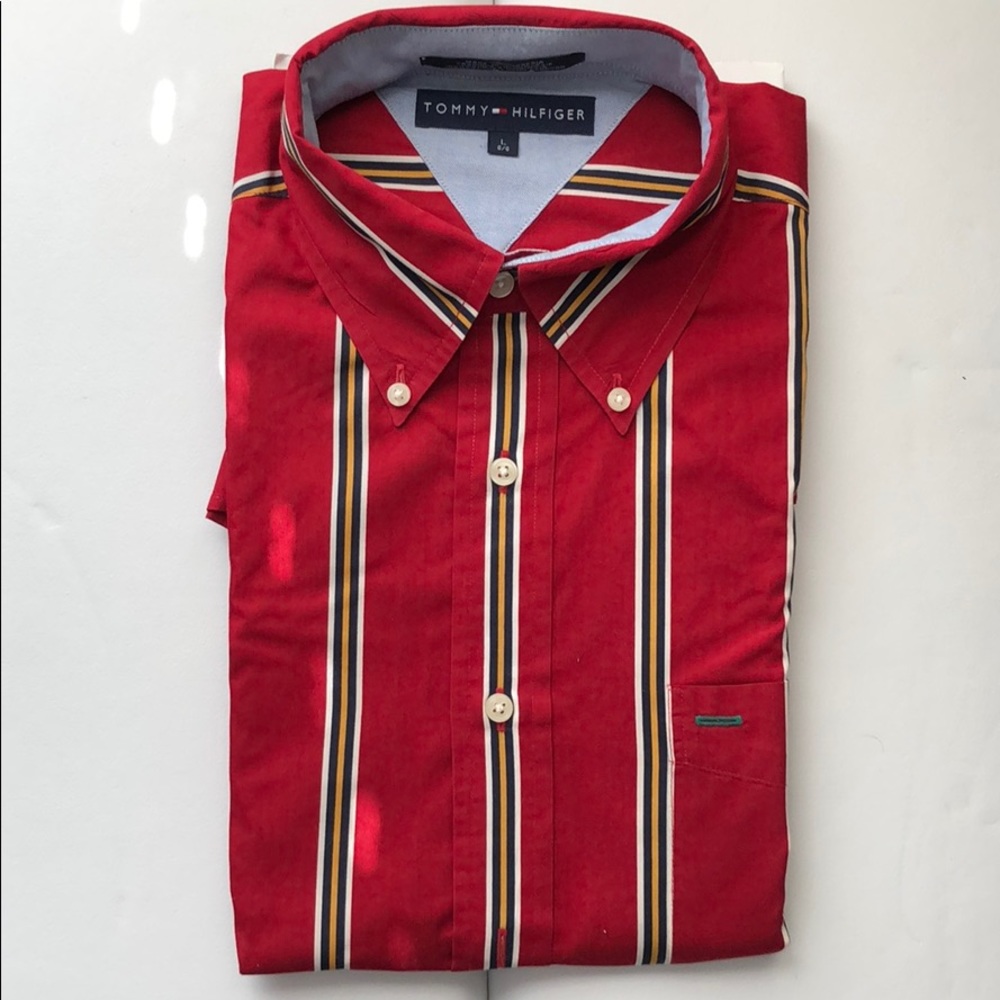 Tommy Hilfiger NEW Red Striped Full Sleeves Shirt